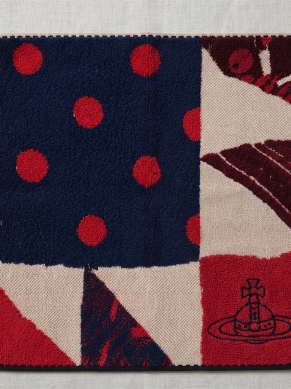 Vivienne Westwood Red, Navy & Beige Patchwork face Towel